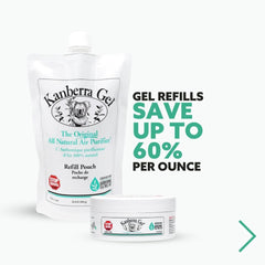 Kanberra jar placed in car cupholder eliminating vehicle odors effectively