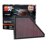 K&N 33-5056 front view showing filter shape and fit for easy replacement