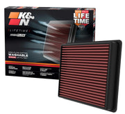 K&N air filter front packaging showing model 33-5129 and fitment benefit