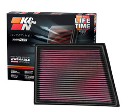 K&N front packaging showing reusable air filter benefits