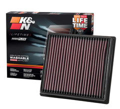 K&N front view of 33-5064 filter showing shape and fit, improves airflow