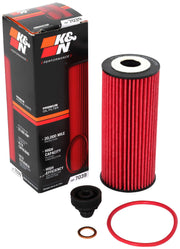 K&N HP-7039 front view showing durable canister and label, ensures confident fit