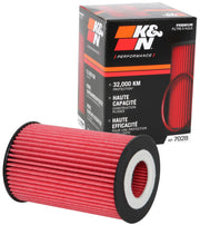 K&N HP-7028 front view showing durable canister and label, clear product ID benefit