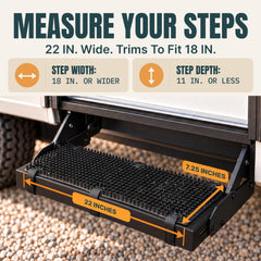 KANU GOODS TrailScrubber installed on an RV step providing cleaner entry and traction