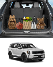 Karltys front packaging showing Telluride cargo net and included hardware benefit secure fit