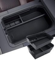 KATORN front view of console organizer showing clean fit and practical storage