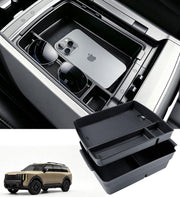 Katorn front view of center console tray showing neat organization and quick access