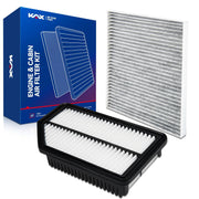 KAX front packaging showing both engine and cabin filters, clear kit benefit