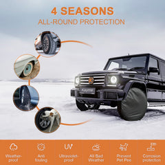kayme installed on rv wheel demonstrating secure fit and protection from elements