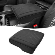 KBH front view of armrest cover showing fitted look and sleek finish, protects console
