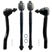 KDSA front tie rod set packaging showing full four-piece kit and benefits
