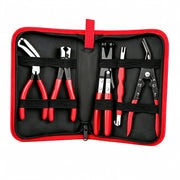 KEAIKE front view of five tools in leather case showing organized storage and portability
