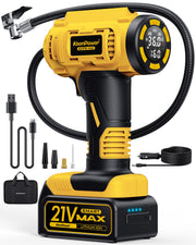 KeenPower front view of portable inflator showing compact design and readable controls for easy storage
