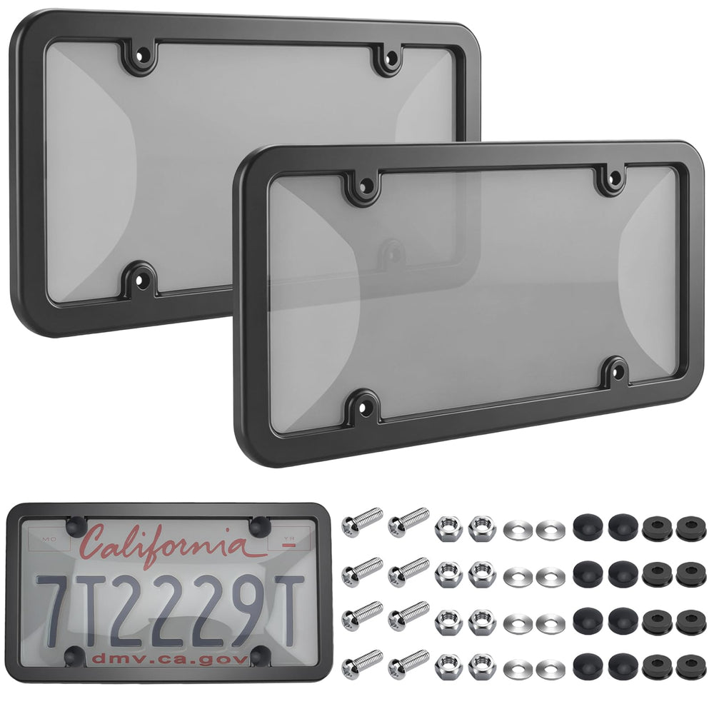 KEKTNP clear frame front view showing full plate visibility and sleek protection