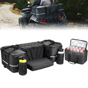 KEMIMOTO front view of 74L rear cargo bag showing roomy compartments and organized storage