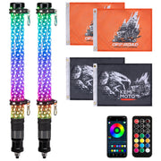 KEMIMOTO front packaging showing two 2ft fat whip lights and accessories for quick install