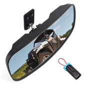 KEMIMOTO front-mounted mirror showing full mirror face and mounting tab, improves rear visibility