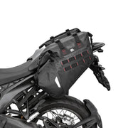 KEMIMOTO front view of saddlebags showing balanced storage benefit