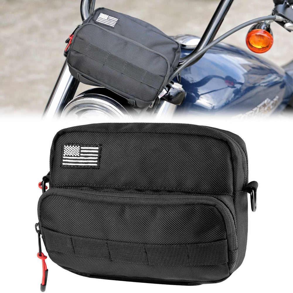 KEMIMOTO front view showing compact bag and secure buckles for neat storage