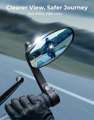 KEMIMOTO mirror glass detail reflecting road for clearer rear visibility benefit