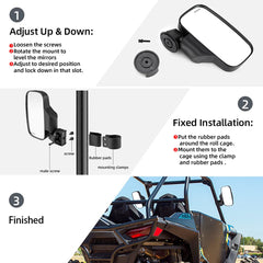 KEMIMOTO mirrors mounted on UTV trail scene showing clearer rear awareness