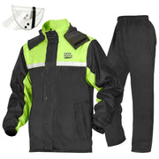 KEMIMOTO front view of rain suit showing full coverage and weather protection