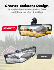 KEMIMOTO mirror installed on CFMOTO UForce demonstrating no-drill fitment and alignment