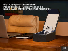 KENARK open KK7 showing interior space for keys phone and cards for organization