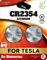 Key Battery Outlet front packaging showing 2-pack for Tesla Model X, easy replacement benefit