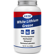 Keze white lithium grease tube front view showing clear product labeling and benefit