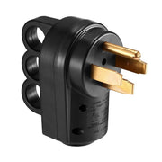 KHGUZ front view of 50A plug showing shape and secure fit benefit