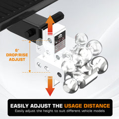 Kingfun three tow balls displayed showing included sizes and flexible towing