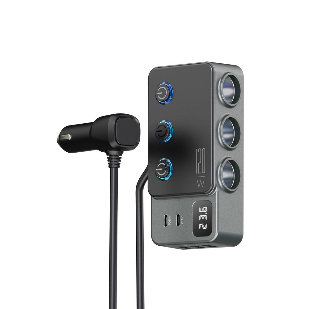 KirkasVue front view showing all ports and compact design for organized charging