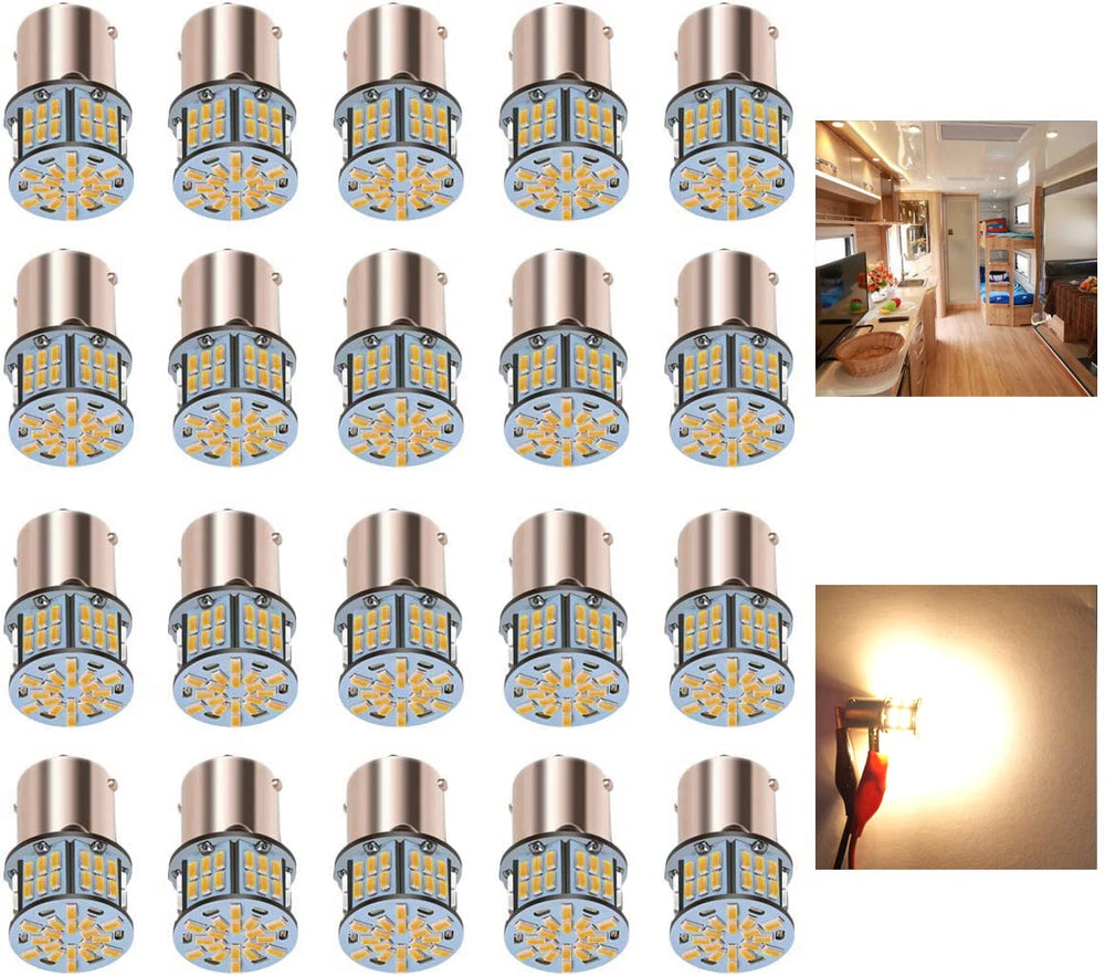 KISLED front view of 20-pack bulbs showing bright warm white and fit