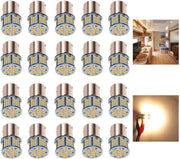 KISLED front view of 20-pack bulbs showing bright warm white and fit