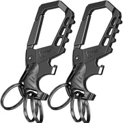 Kivssi front view of black carabiner keychain showing compact organization and durability