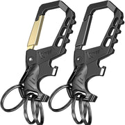 Kivssi front view of black and gold carabiner keychain showing complete product benefit