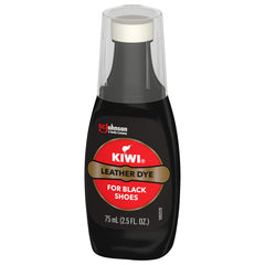 SC Johnson KIWI dye being applied to a scuffed black shoe to restore color and hide wear