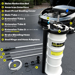 KJE extended hoses and attachments laid out for full extraction versatility
