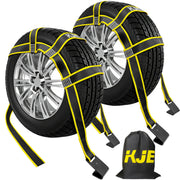 KJE front packaging showing two heavy-duty tow dolly straps for secure transport