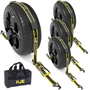 KJE front packaging showing kit and reflective straps for safer hauling