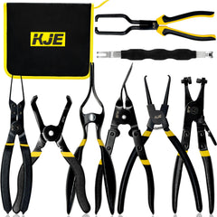KJE front view of eight-piece tool set in zippered pouch showing organized storage and portability