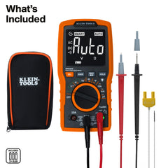 Klein Tools MM460S close-up of backlit reverse-contrast screen for clear visibility