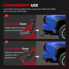 KLN tailgate step side profile folded flush to bumper for preserved clearance