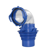 klpdst front view of clear 90° elbow showing secure connection benefit