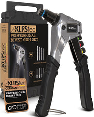 KLRS KLRStec rivet gun front view showing tool and grips for controlled fastening