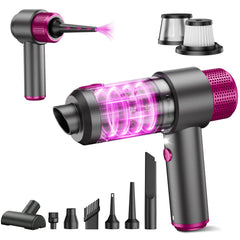 KMM handheld vacuum front view showing compact design and strong suction benefit