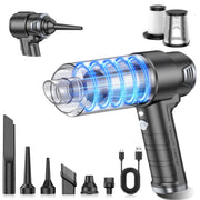 KMM handheld vacuum front view showing compact design and LED for better visibility