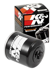 K&N KN-303 front view showing durable metal canister and mounting threads for reliability