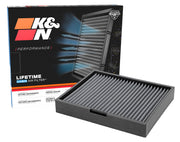 K&N VF3021 front packaging showing durable washable cabin filter benefit